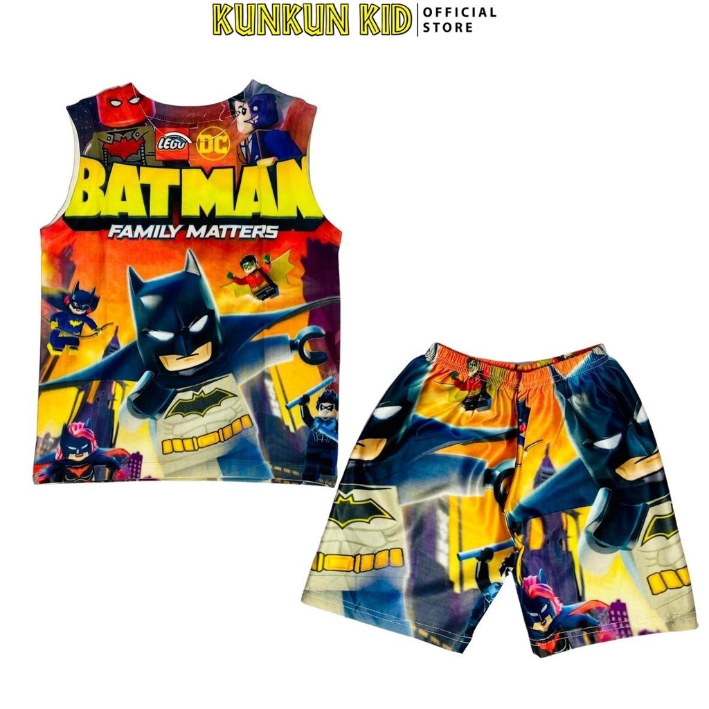 Quần áo bé trai thun lạnh in 3d hình người dơi batman Kunkun Kid BL140