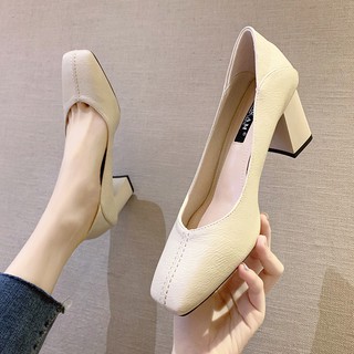 Giày cao gót mũi vuông kiểu dáng cổ điển dễ phối đồ cho nữ
