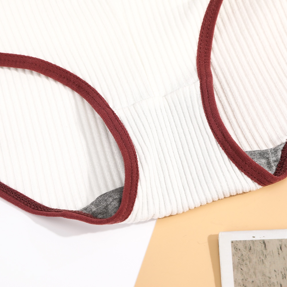 Quần lót cotton AIJOLEN màu trơn viền màu lưng thấp không đường may thoáng khí cho nữ