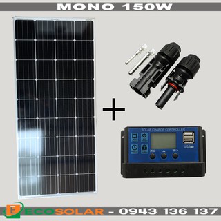 Pin năng lượng mặt trời mono 150W + Tặng kèm bộ ĐKS 30A LCD + 1 jack MC4 thumbnail
