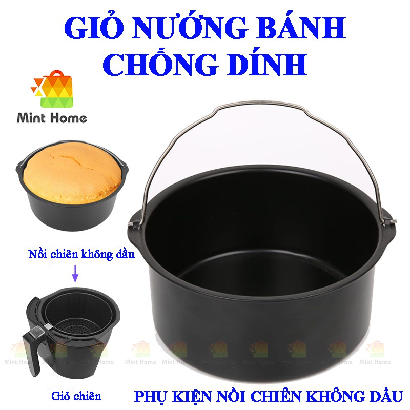 Khuôn làm bánh kem sinh nhật, khay nướng bánh bông lan chống dính hàng tách lẻ từ bộ phụ kiện nồi chiên không dầu ko