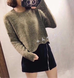 Áo len nhung croptop