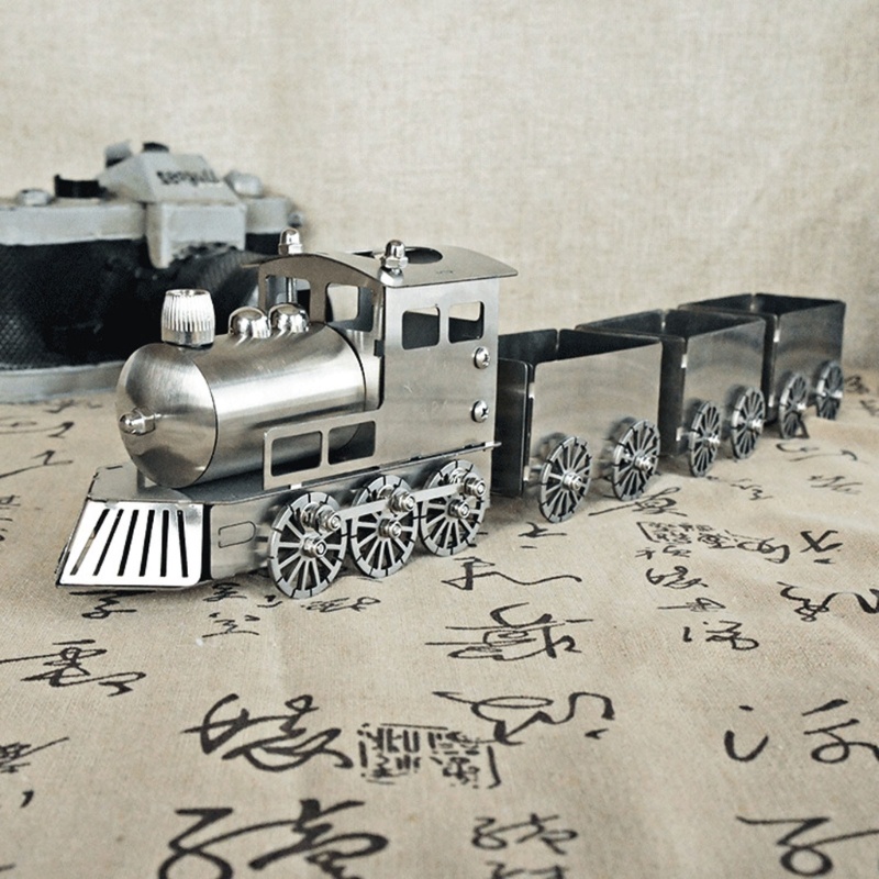 Mô Hình Tàu Lửa Bằng Kim Loại Kiểu Vintage Dùng Trang Trí Phòng Ngủ