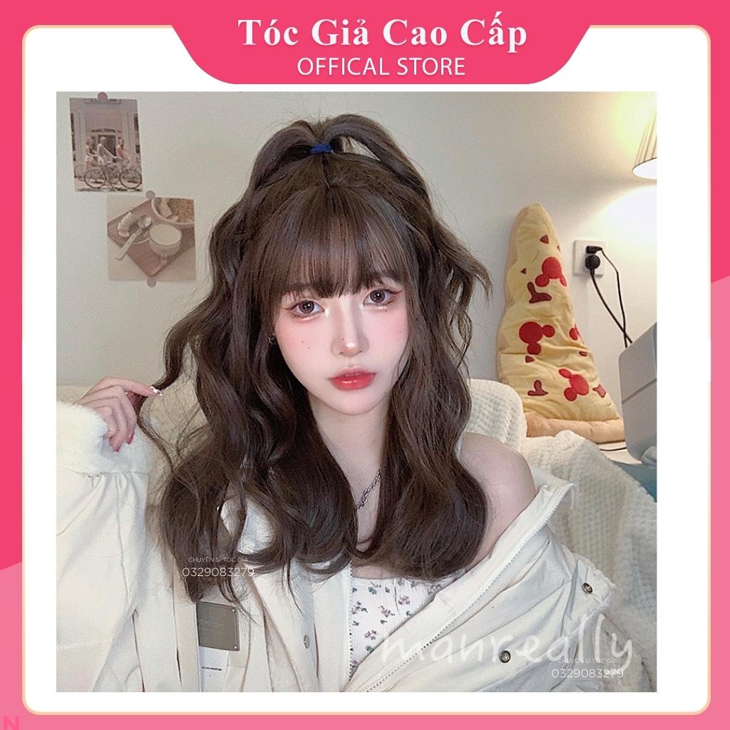 Tóc giả nguyên đầu xoăn ngắn FREESHIP nguyên đầu tặng kèm lưới, C0304