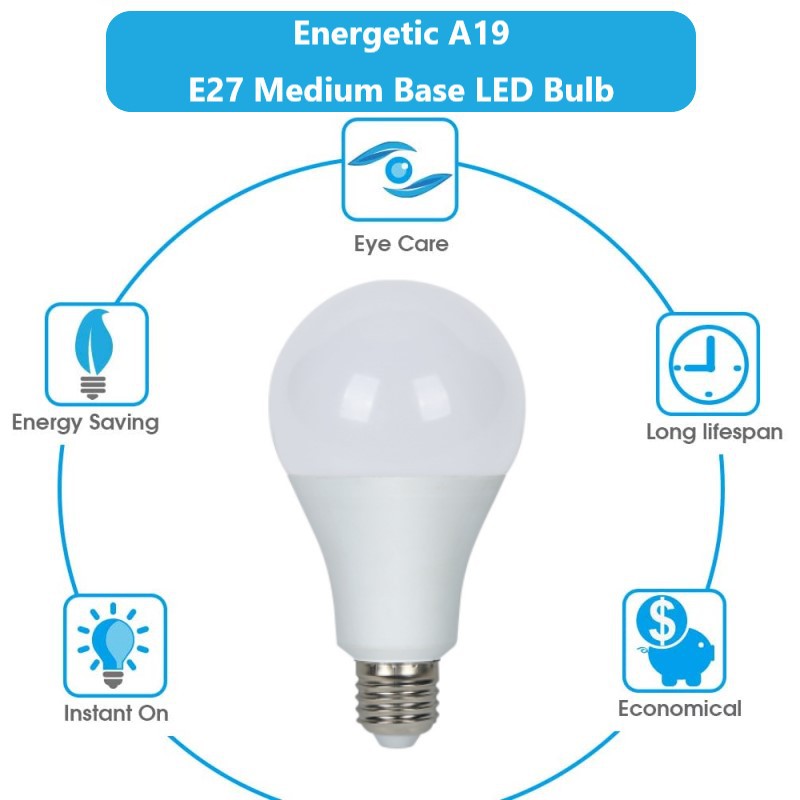 Triple Awaken Bóng đèn LED A19, 3/5/7/9/12/15/18watts Tương đương A60 E27 Cơ sở tiêu chuẩn trung bình, 3000K Trắng ấm / 6000K Bóng đèn tiết kiệm năng lượng trắng mát cho Văn phòng / Gia đình