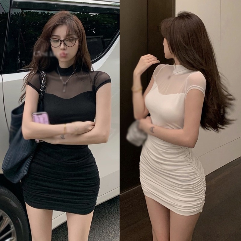 Đầm Cổ Cao Dáng Ôm Thời Trang Hàn Quốc Quyến Rũ Cho Nữ