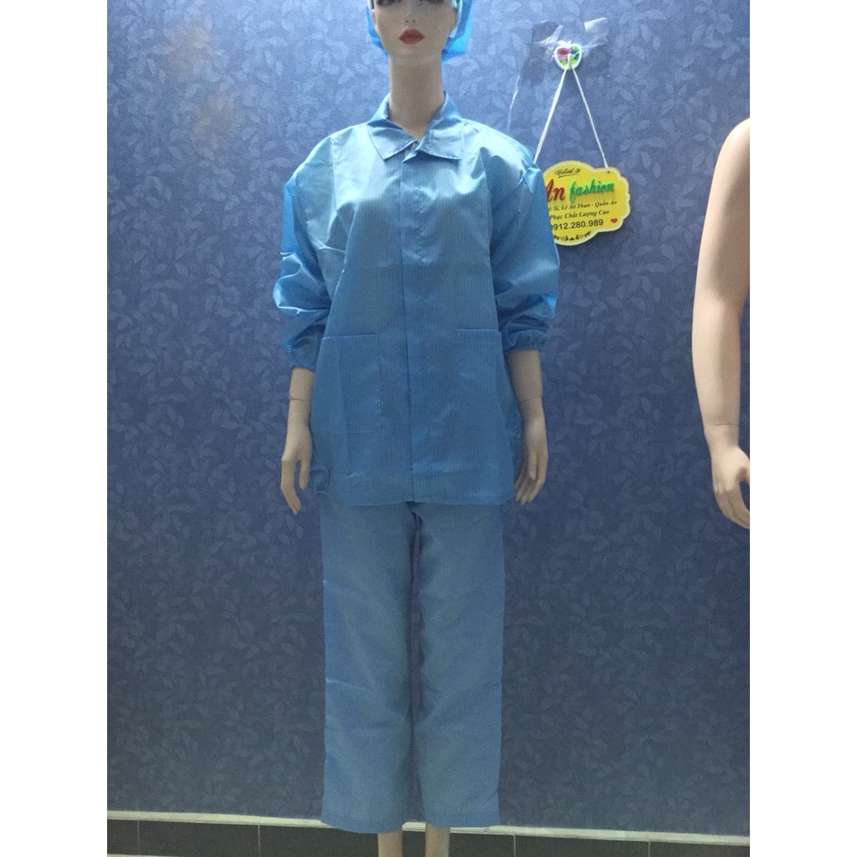 Quần Áo Bảo Hộ Lao Động Size Nữ Màu Xanh _ Hình Chụp Thật