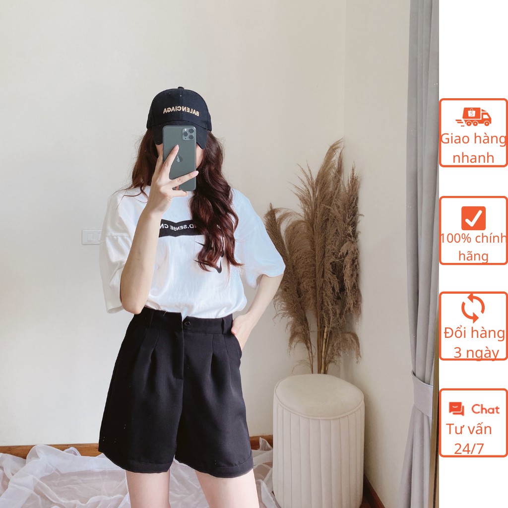 Quần Short Nữ Ống Rộng Lưng Cao Gập Gấu QA10, Quần Sooc Nữ Cạp Cao Thời Trang Siêu Hot Dễ Mix Đồ