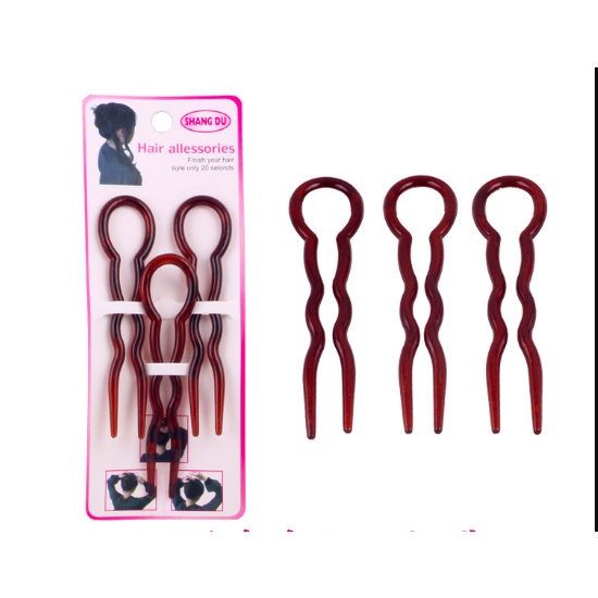 Lược chèn búi tóc dụng cụ hair feeder DIY7 đen hỗ trợ cài tóc tạo kiểu bồng đuôi ngựa búi tóc siêu xinh