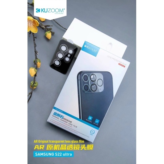 Bộ 5 miếng dán mắt camera Kuzoom cho Samsung S23 Ultra, S22 Ultra trong suốt bảo vệ siêu tốt