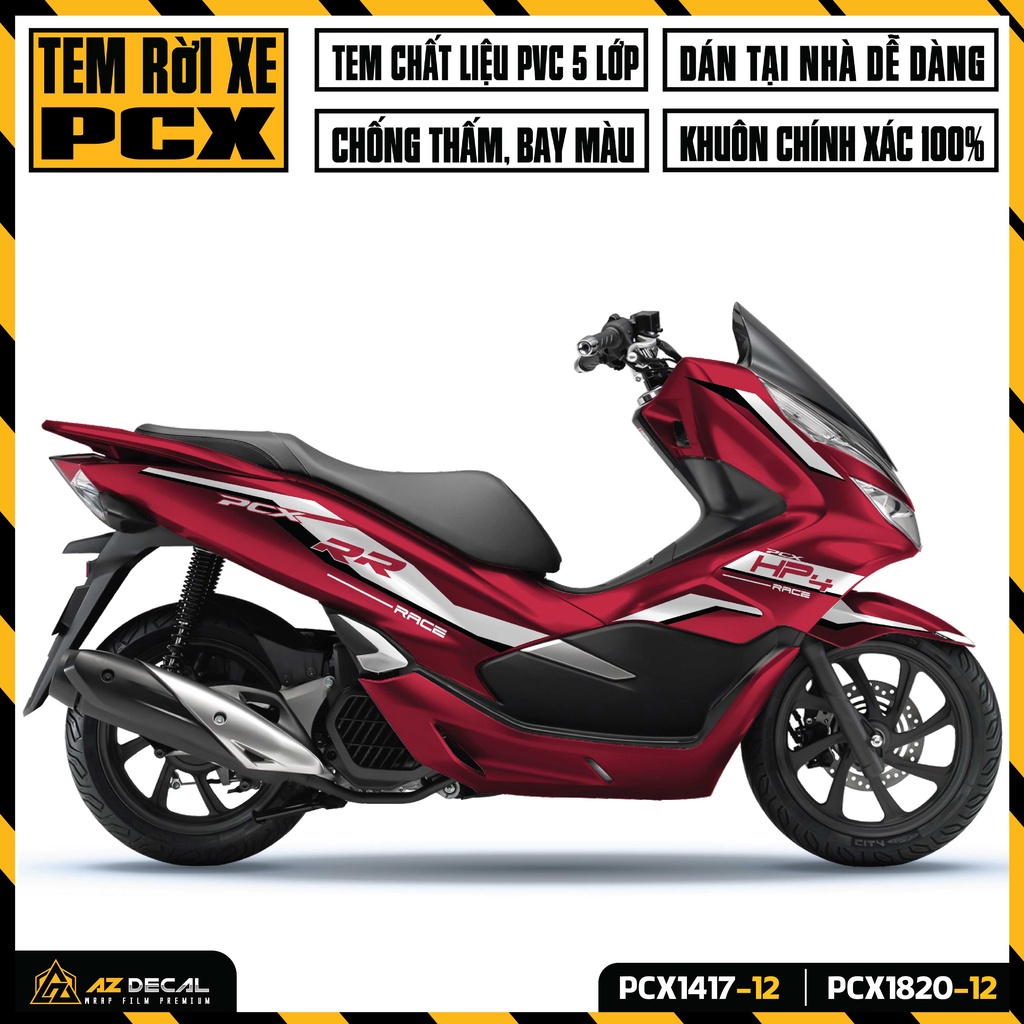 Tem Rời Dán PCX 2014 - 2020 Mẫu HP4 RR | PCX-12 | Decal Chế Dán Xe Máy PCX 125 150 160 Chống Nước, Bền Màu