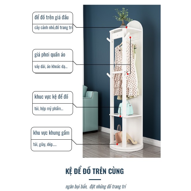 [𝐒𝐢𝐞̂𝐮 𝐒𝐚𝐥𝐞]Gương toàn thân, thân gỗ Xoay 360 độ, decor nhà cửa kèm móc treo đồ tiện lợi, hàng cao cấp | BigBuy360 - bigbuy360.vn