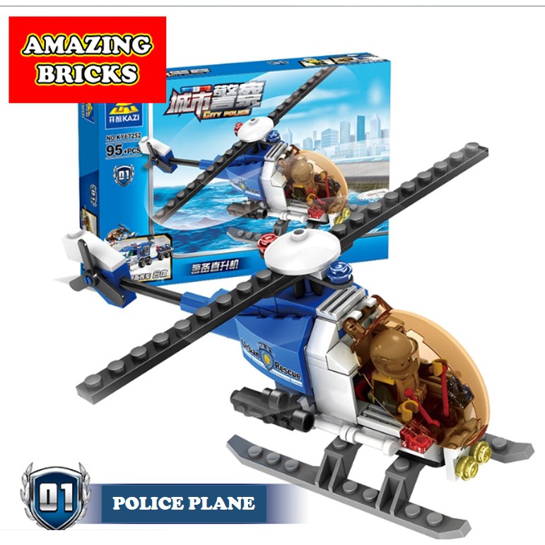 Đồ chơi lắp ráp xe cảnh tải cảnh sát màu xanh - Xe cảnh sát Kazi 67252 gồm 4 trong 1 - Đồ chơi xếp hình trí tuệ