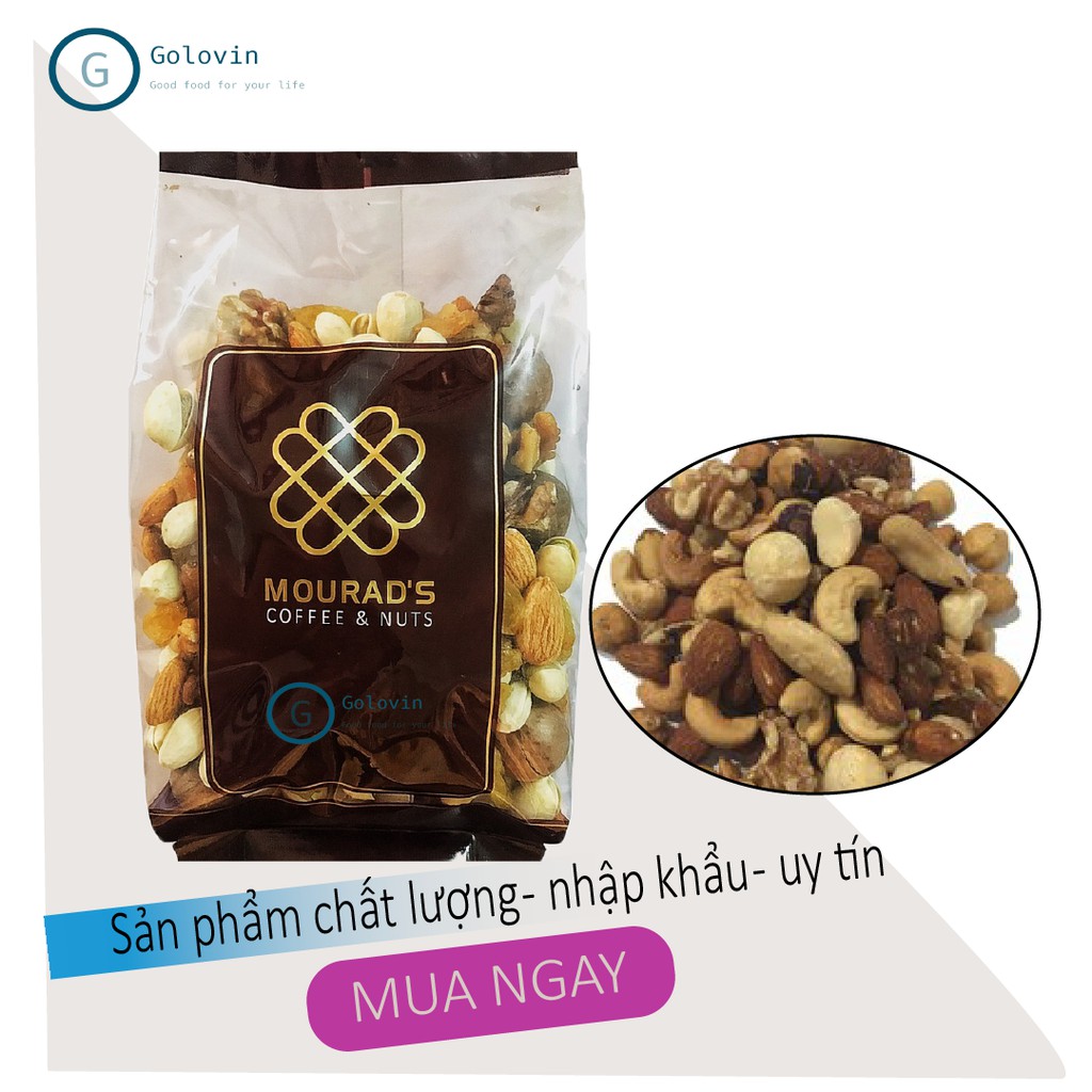 Hạt dinh dưỡng hỗn hợp sấy khô mixed nuts nhậu khẩu Mourad s túi 500g hạt thumbnail
