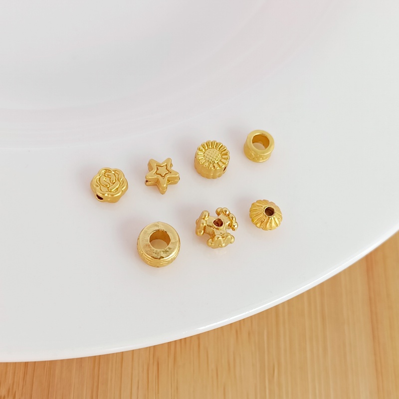 Bộ 10 Hạt Xâu Chuỗi Hình Hoa Bướm/Ngôi Sao Năm Cánh Màu Vàng 18K Kiểu Cổ Điển Thời Trang Diy