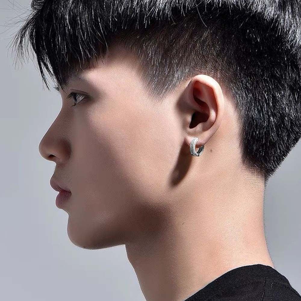 Khuyên tai dạng vòng đính đá zircon phong cách hiphop thời trang cho nam và nữ