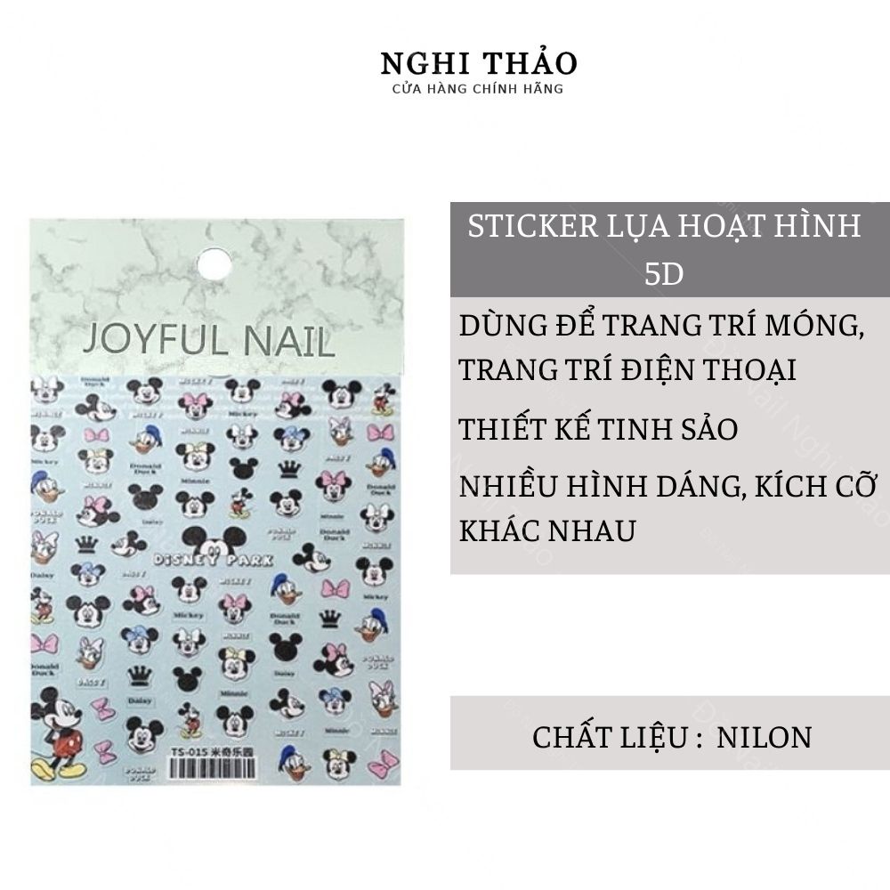 Sticker nail lụa hoạt hình 5D