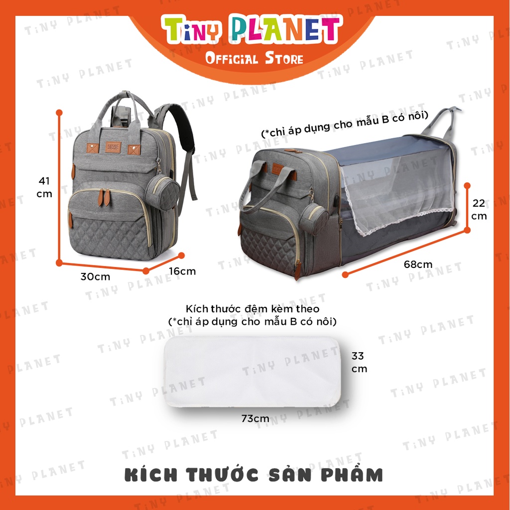 Balo bỉm sữa kèm nôi di động cao cấp cho bé Tiny Planet