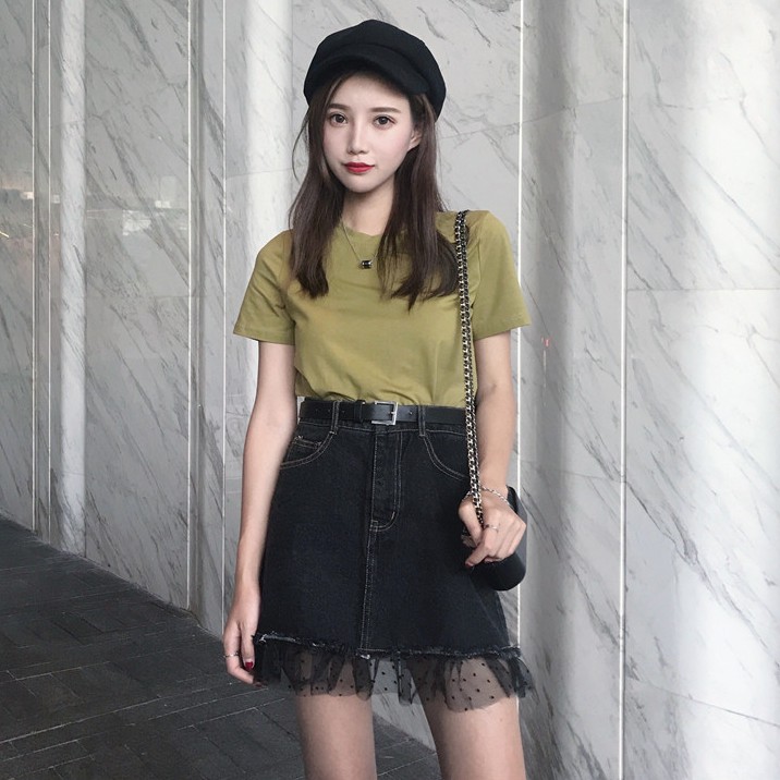 Chân váy jean chữ a mini Emilyshop