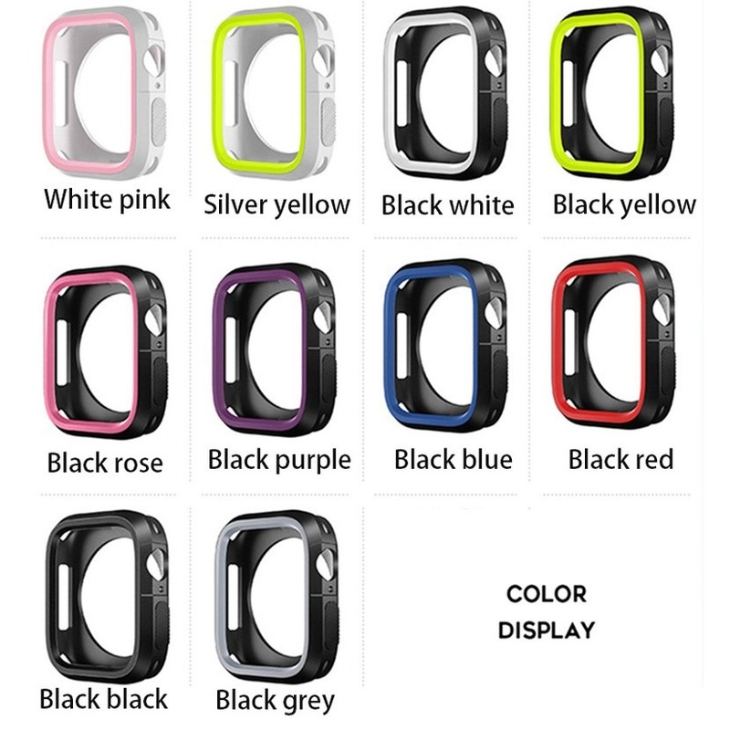 Vỏ silicon mềm hai màu chống va đập cho đồng hồ Apple Watch Case SE 6 5 4  3 2 1 44mm 40mm iWatch 42mm 38mm