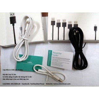 Cáp MicroUSB Aukey max 2.4A