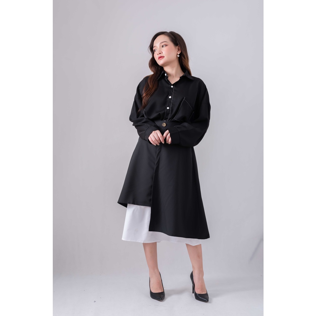 Áo sơ mi nữ dài tay viền chỉ (trắng, đen) loại 1 -  Áo sơ mi basic Zuca shop
