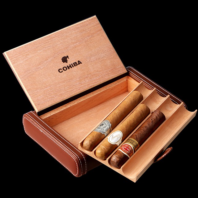 Bao Da Bảo Quản, Giữ Ẩm Cohiba 6306 Cầm Tay Loại 4 Dieu Hai Màu Nâu, Đen Sang Trọng Cao Cấp
