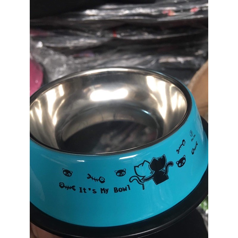 Bát ăn inox cho chó mèo cao cấp, chống trượt, chống lật, bát ăn inox màu cho chó