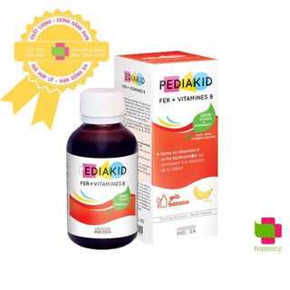 Siro sắt và vitamin B Pediakid Fer + Vitamines B, Pháp (125ml) hỗ trợ ăn ngon, tăng hấp thu cho trẻ từ 6 tháng tuổi