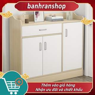 Tủ giày dung lượng lớn có ngăn kéo màu gỗ be sáng phối trắng nhiều ngăn đựng đồ FU154W