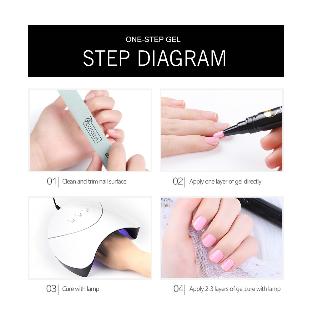 [Hàng mới về] Gel 3 trong 1 trang trí móng tay nghệ thuật trong một bước với 50 màu tùy chọn tiện lợi