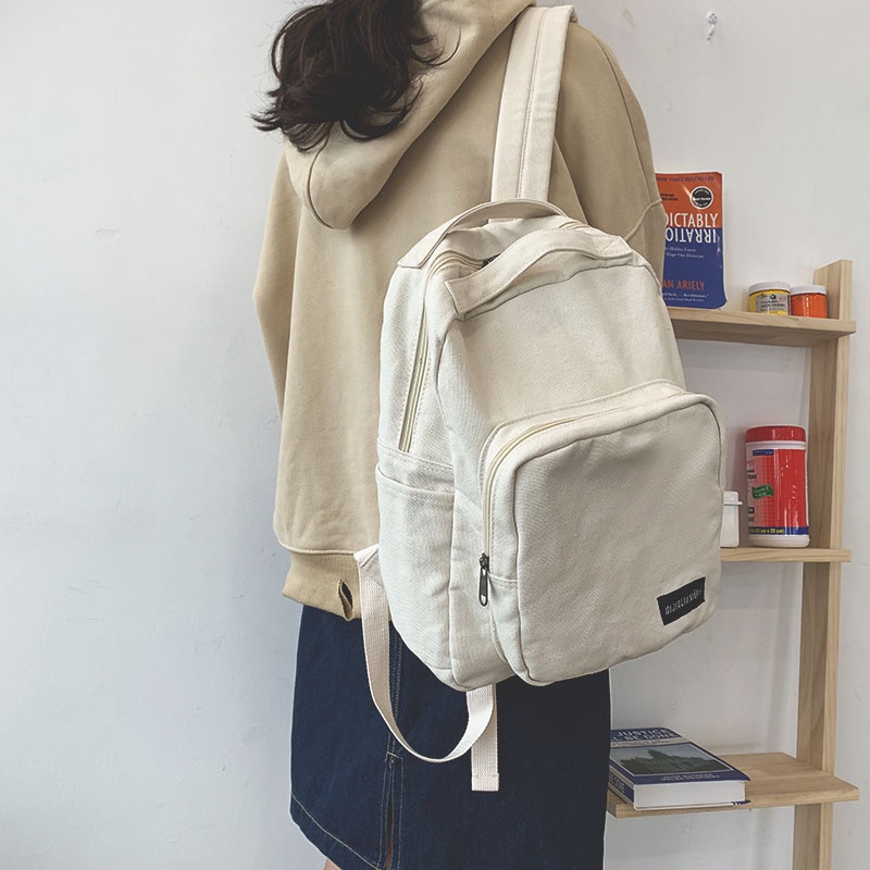 Sẵn - Balo Hai ngăn vải thô Canvas dày dặn cao cấp phom đứng phong cách Unisex cho nam và nữ