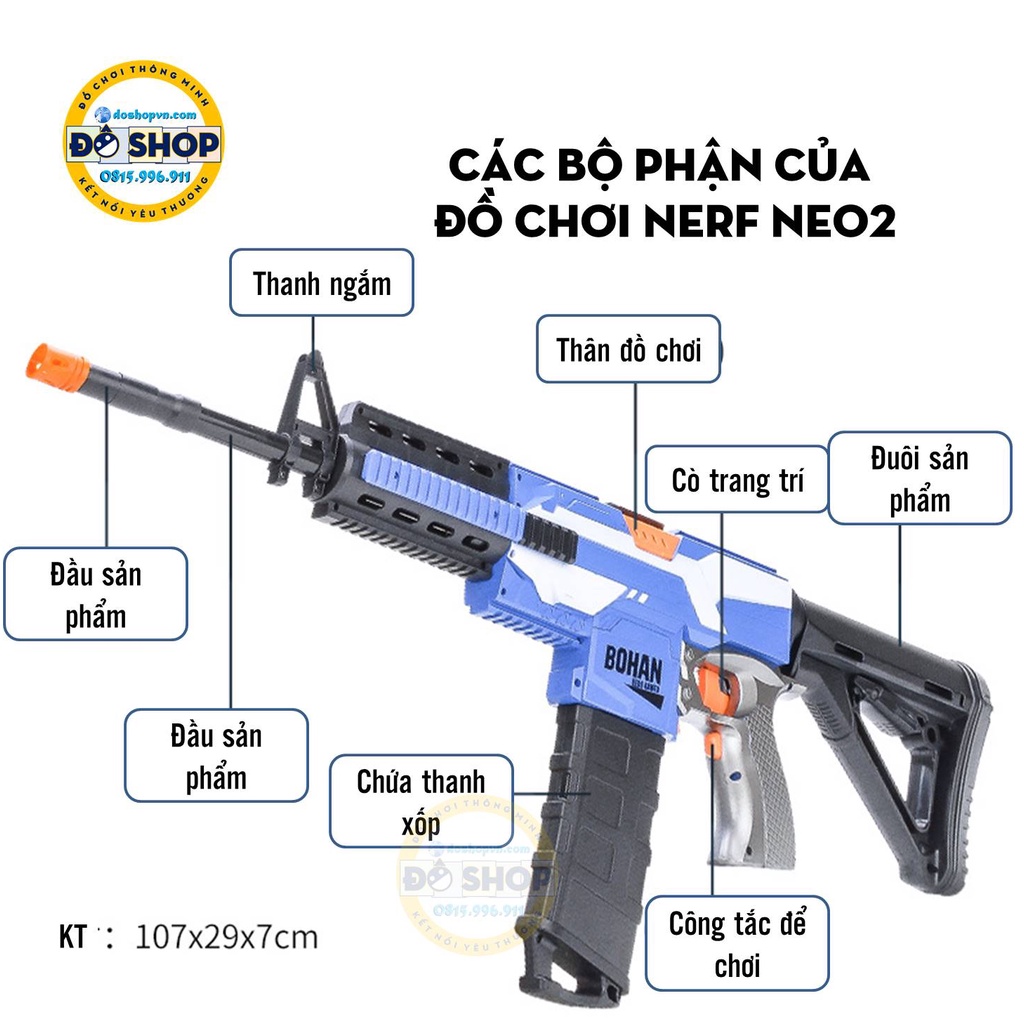 Đồ Chơi Trẻ Em Pin Sạc 7.4V SUNG Nerf Kèm 20 Bọt Xốp Nhập Vai M4-A1 NE.02 - Đô Shop