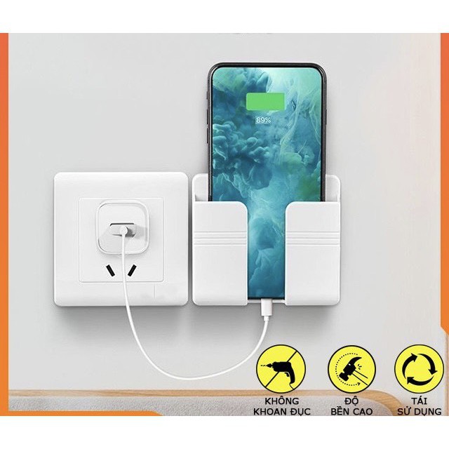 Kệ đỡ điện thoại, remote tiện ích, có khe cắm luồn sạc