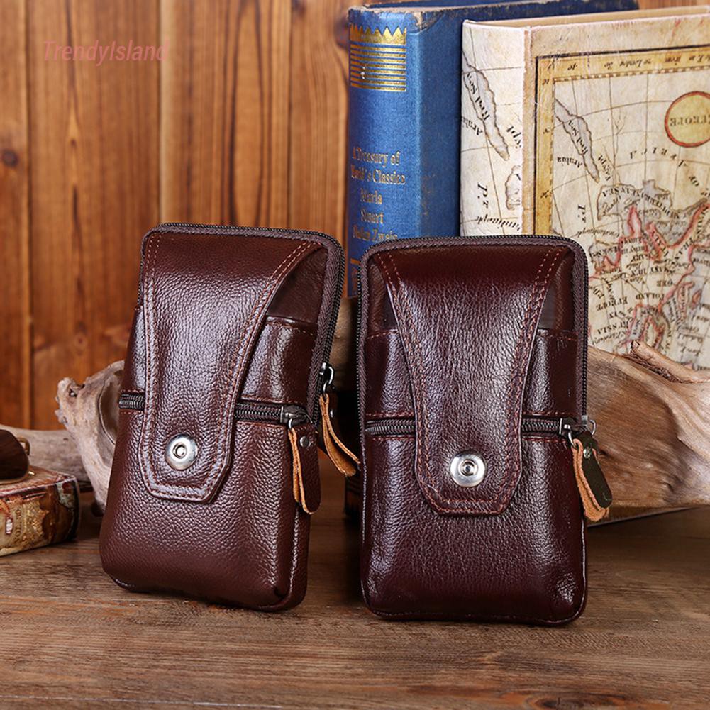 Men Waist Packs Genuine Leather Waterproof Casual Small Fanny Belt Bum Bag Business Mobile Phone Pouch