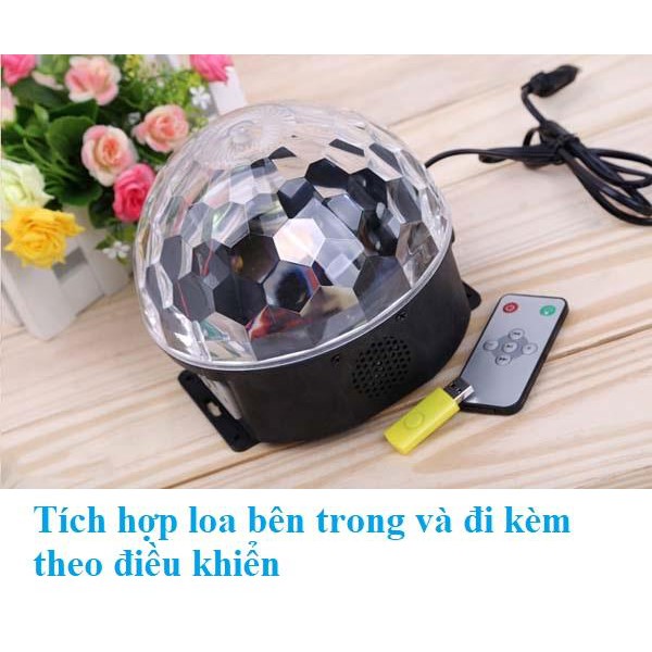 Đèn Xoay 7 Màu Bóng Led Phát Theo Nhạc Tích Hợp Loa, Phát Nhạc Bằng USB, Thẻ Nhớ SD Kèm Remote Điều Khiển