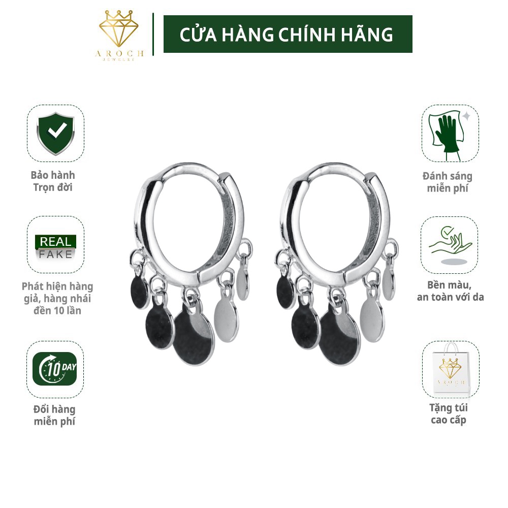 Bông Tai Bạc Nữ S925 Vòng Tròn Dạng Khóa Gập Tua Rua Thời Trang G1747 - Aroch Jewelry