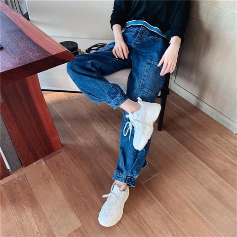 Quần Short Denim Ống Rộng Lưng Cao Dễ Phối Đồ Có Dây Xích Thời Trang Mùa Hè 2020 Cho Bạn Nữ