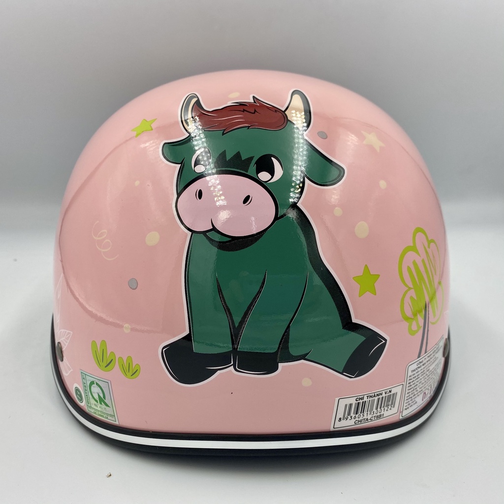 Mũ Bảo Hiểm 1/2 Đầu CHITA HELMETS CT6B1 Tem Trâu Cute