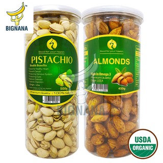 Combo Hạt Dẻ Cười Mỹ Không Tẩy Trắng 500gr - Hạnh Nhân Mỹ Rang Bơ 450gr Ngừa Lão Hóa