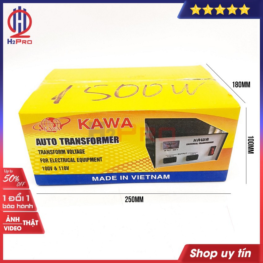 Bộ đổi nguồn 220V sang 110V-100V hoặc đổi nguồn 110V sang 220V KAWA H2Pro 1500W cao cấp, chất lượng cao-an toàn