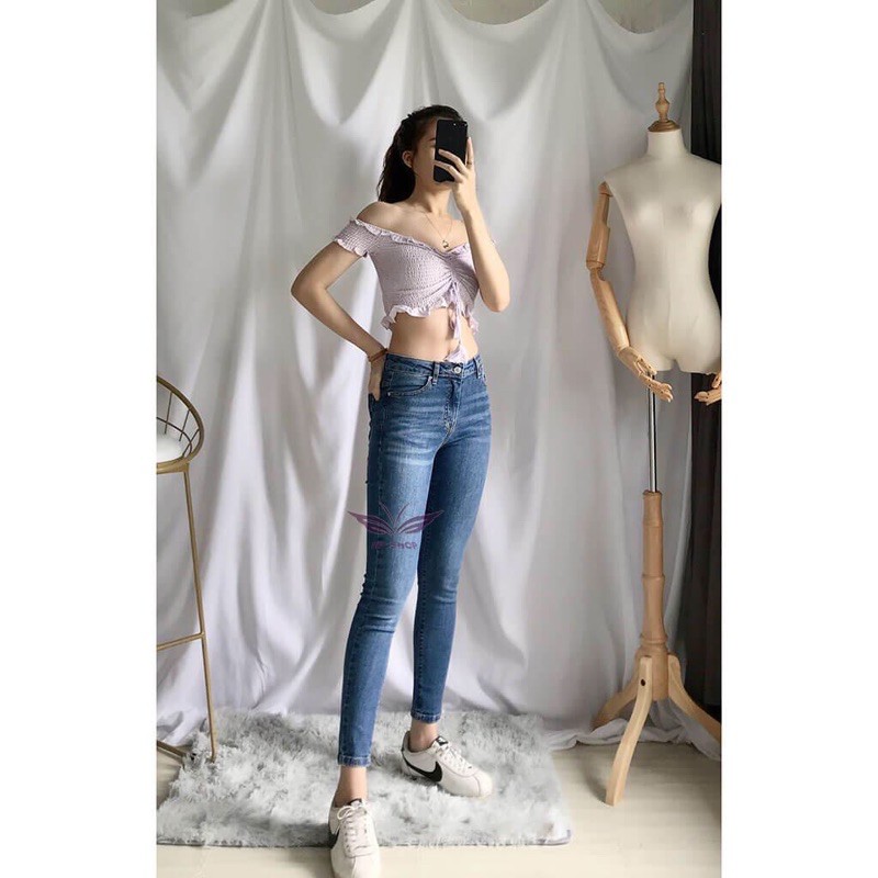 Quần jean nữ 9 tấc lưng cao dáng đẹp NPSHOP, quần bò cạp cao skinny jeans bigsize co giãn tốt