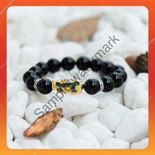 Vòng tay phong thủy tỳ hưu đổi màu đá obsidian đen
