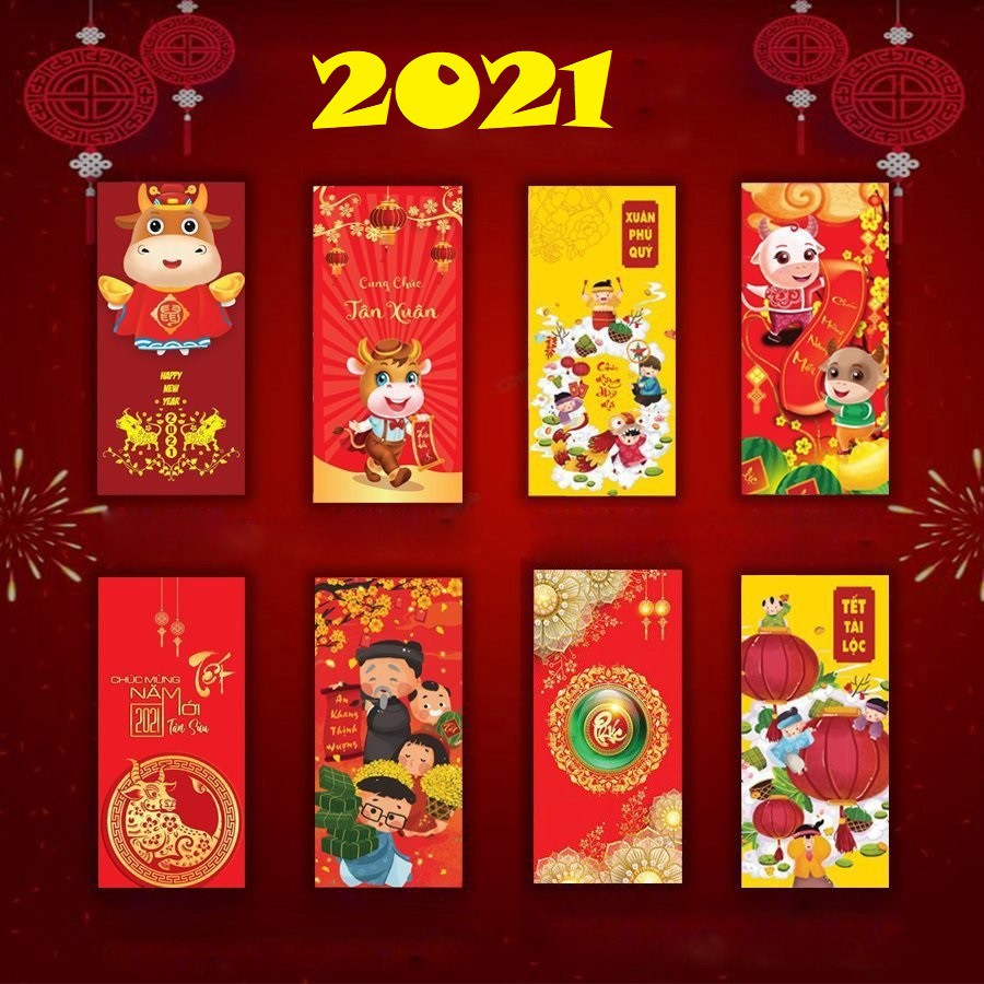 Combo 10 bao lì xì đón Tết 2021 giấy đẹp