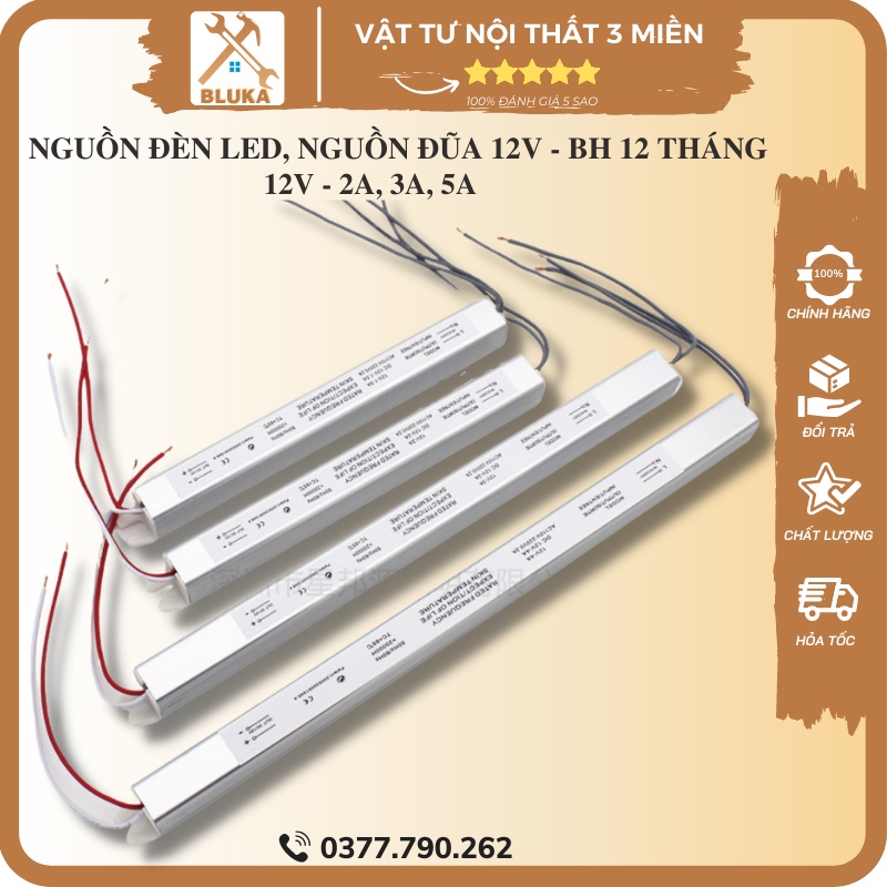 Nguồn Đèn Led Dây 12V 2A 3A 5A, Nguồn Đũa Adapter Xung 60W 36W 24W, Bộ Cục Đổi Nguồn Chính Hãng BLUKA