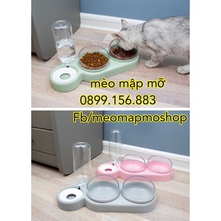 KHAY ĂN ĐÔI KÈM BÌNH NƯỚC CHÓ MÈO
