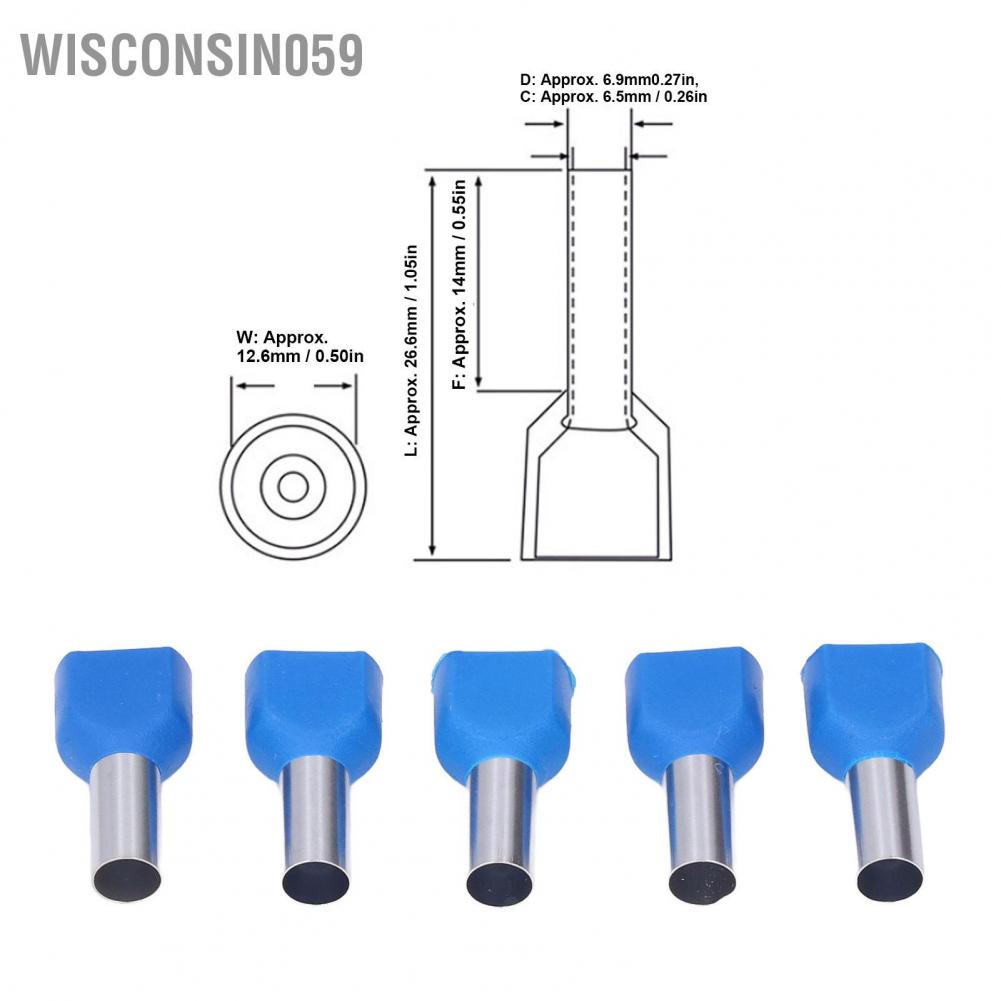 Wisconsin059 50Pcs Insulated Crimp Pin Terminal Copper PVC Cord End Terminals Wire Ferrules Kits for Machinery