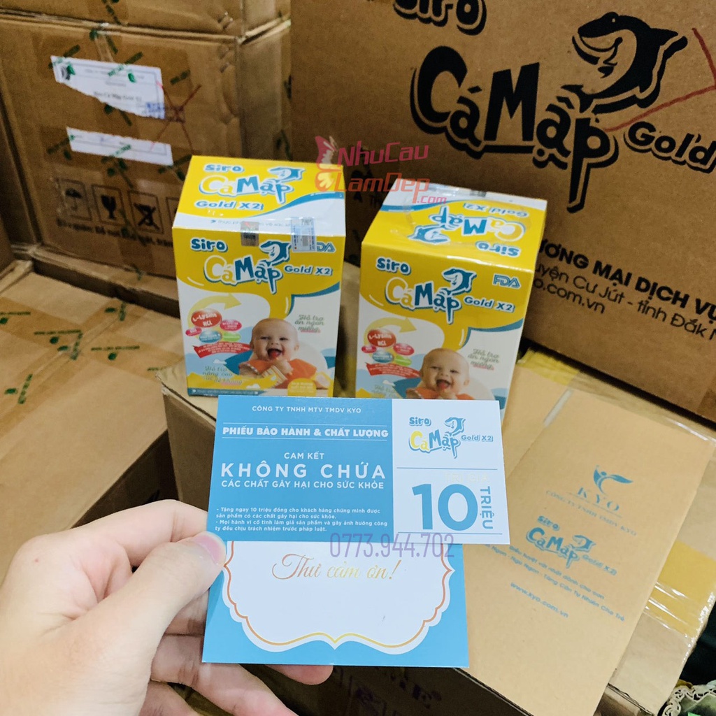 Siro Cá Mập Gold X2 Baby Shark - Hộp 30gói Chính Hãng KYO, Kèm Phiếu Bảo Hành