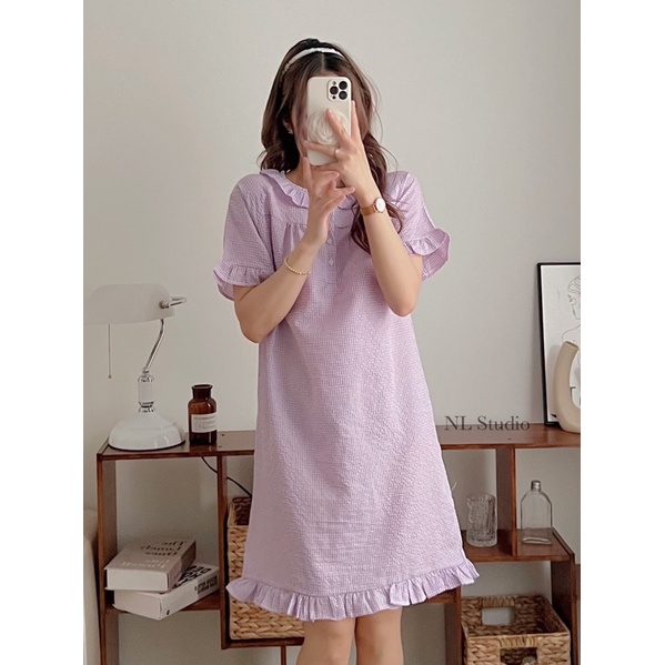 Váy Ngủ, Đầm Ngủ, Đồ Mặc Nhà Vải Xốp Nhăn Màu Pastel Freesize <60kg | BigBuy360 - bigbuy360.vn