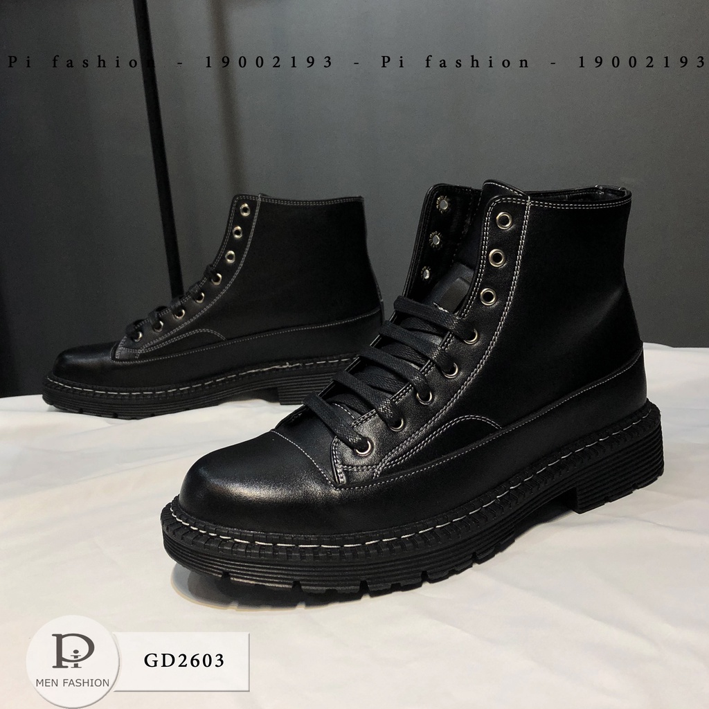 Giày nam bốt màu đen chất liệu da mềm êm chân kiểu dáng hàn quốc GD2603 htstore